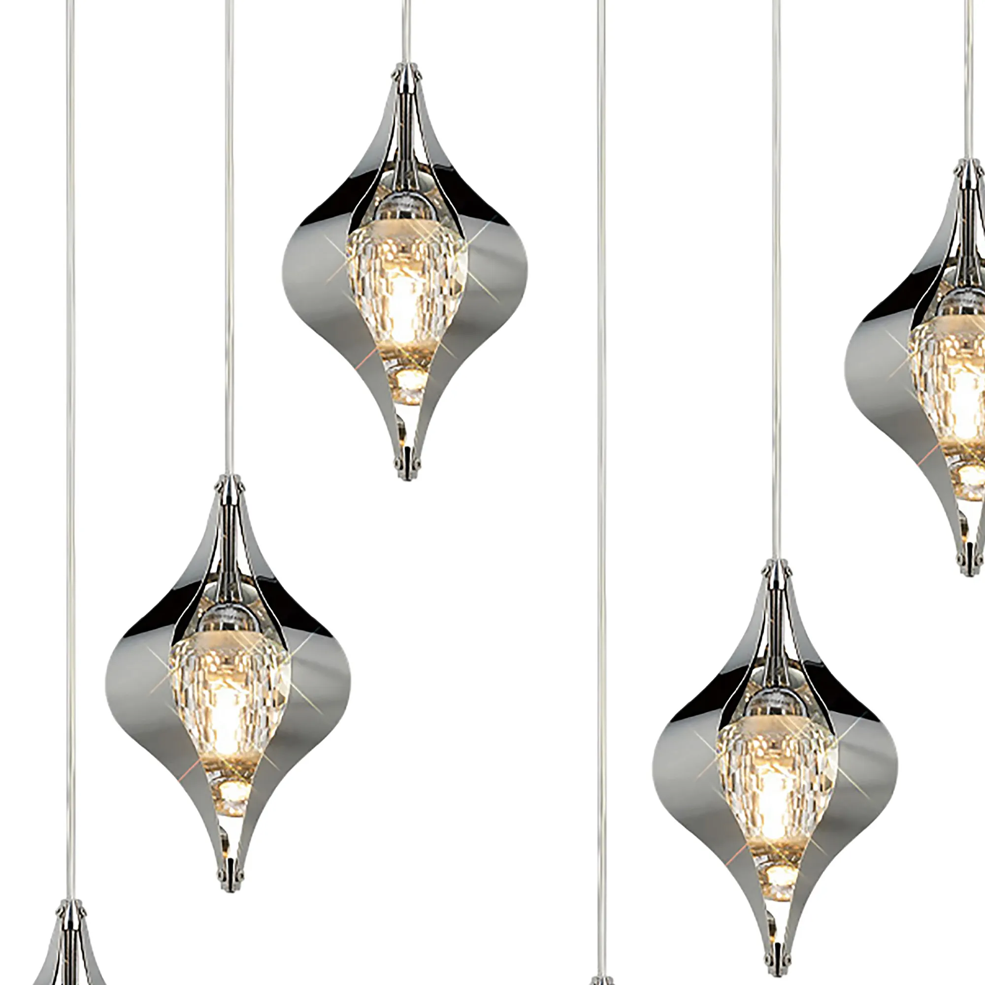 Amano Linear Rectangle Pendant, 12 Light Adjustable G9, Polished Chrome/Crystal IL31861CH  Diyas Amano